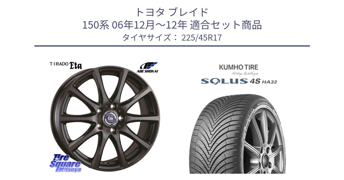 トヨタ ブレイド 150系 06年12月～12年 用セット商品です。ティラード イータ と SOLUS 4S HA32 ソルウス オールシーズンタイヤ 225/45R17 の組合せ商品です。