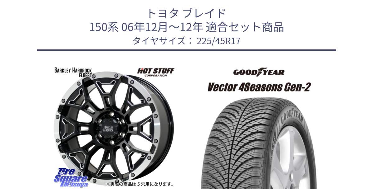 トヨタ ブレイド 150系 06年12月～12年 用セット商品です。ハードロック エルバート ホイール 17インチ と 22年製 XL AO Vector 4Seasons Gen-2 アウディ承認 オールシーズン 並行 225/45R17 の組合せ商品です。