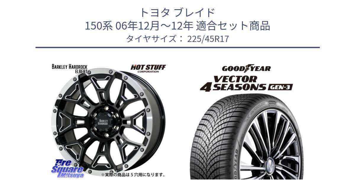 トヨタ ブレイド 150系 06年12月～12年 用セット商品です。ハードロック エルバート ホイール 17インチ と 23年製 XL Vector 4Seasons Gen-3 オールシーズン 並行 225/45R17 の組合せ商品です。