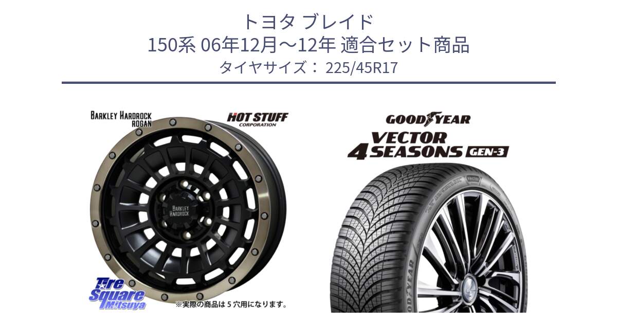 トヨタ ブレイド 150系 06年12月～12年 用セット商品です。ハードロック ローガン ホイール 17インチ と 23年製 XL Vector 4Seasons Gen-3 オールシーズン 並行 225/45R17 の組合せ商品です。