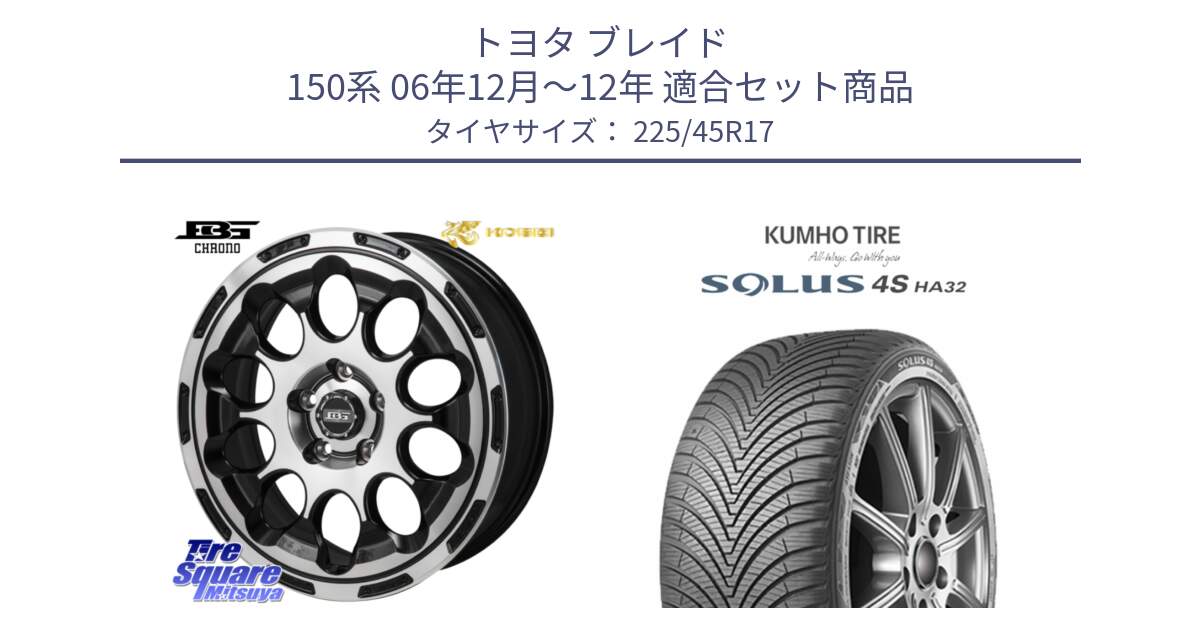 トヨタ ブレイド 150系 06年12月～12年 用セット商品です。ボトムガルシア CHRONO クロノ と SOLUS 4S HA32 ソルウス オールシーズンタイヤ 225/45R17 の組合せ商品です。