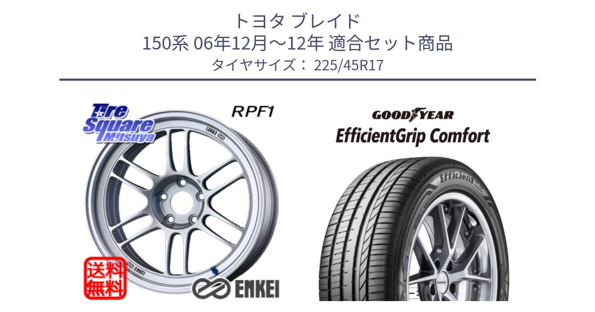 トヨタ ブレイド 150系 06年12月～12年 用セット商品です。ENKEI エンケイ Racing RPF1 SILVER ホイール と EffcientGrip Comfort サマータイヤ 225/45R17 の組合せ商品です。