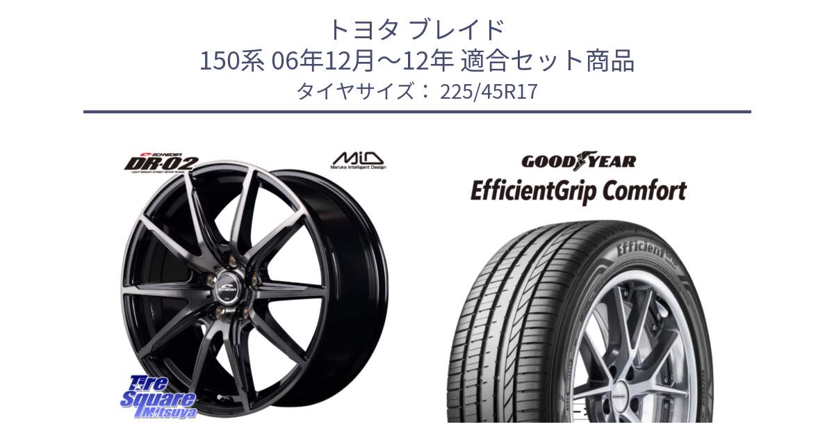 トヨタ ブレイド 150系 06年12月～12年 用セット商品です。MID SCHNEIDER シュナイダー DR-02 17インチ と EffcientGrip Comfort サマータイヤ 225/45R17 の組合せ商品です。