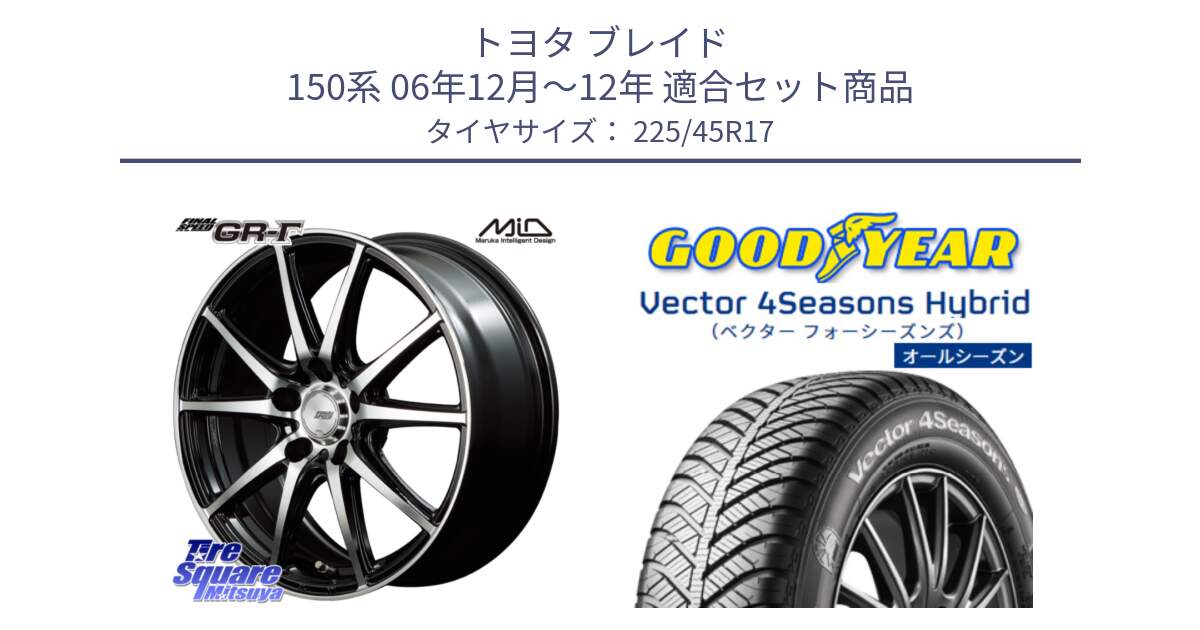 トヨタ ブレイド 150系 06年12月～12年 用セット商品です。MID FINAL SPEED GR ガンマ ホイール と ベクター Vector 4Seasons Hybrid オールシーズンタイヤ 225/45R17 の組合せ商品です。