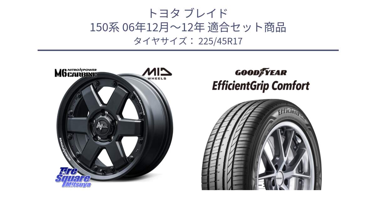 トヨタ ブレイド 150系 06年12月～12年 用セット商品です。NITRO POWER M6 CARBINE ホイール 17インチ と EffcientGrip Comfort サマータイヤ 225/45R17 の組合せ商品です。