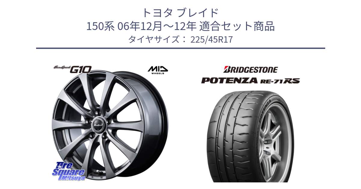 トヨタ ブレイド 150系 06年12月～12年 用セット商品です。MID EuroSpeed G10 ホイール 17インチ と ポテンザ RE-71RS POTENZA 【国内正規品】 225/45R17 の組合せ商品です。