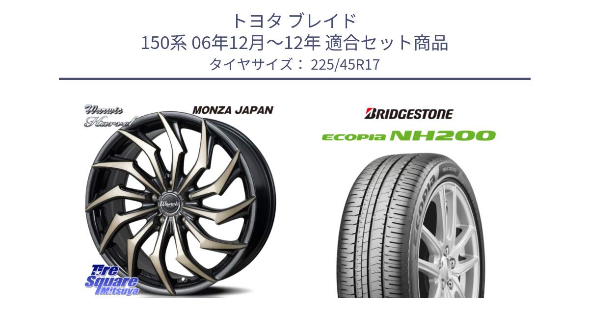 トヨタ ブレイド 150系 06年12月～12年 用セット商品です。WARWIC HARVEL  ホイール  17インチ と ECOPIA NH200 エコピア サマータイヤ 225/45R17 の組合せ商品です。