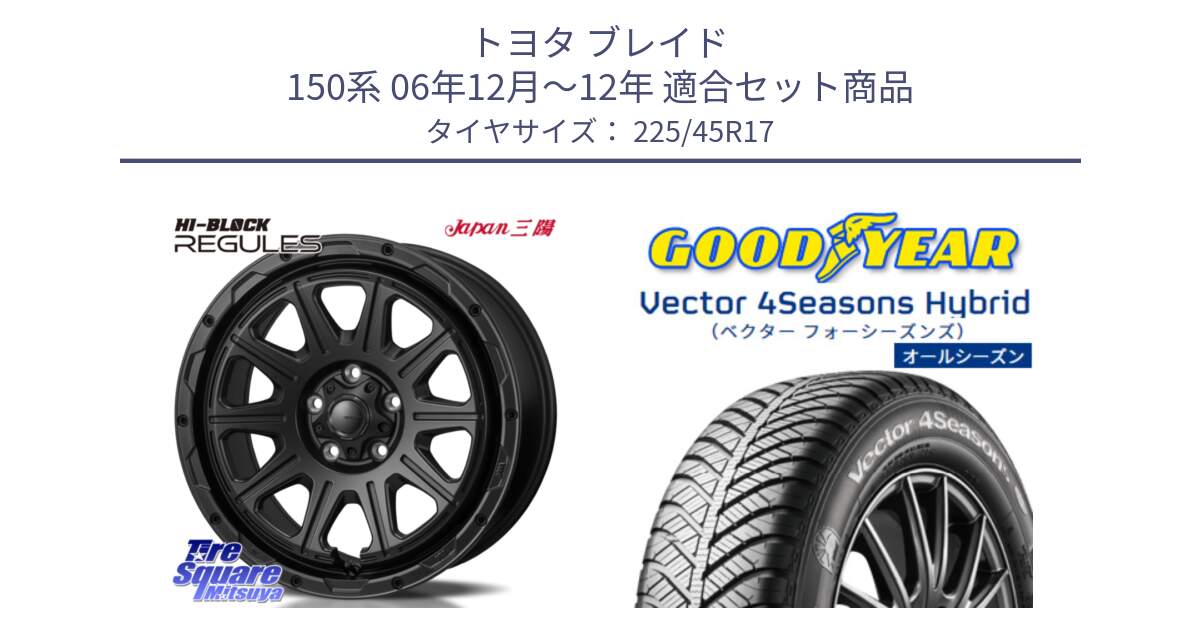 トヨタ ブレイド 150系 06年12月～12年 用セット商品です。HI-BLOCK REGULES BK 17インチ と ベクター Vector 4Seasons Hybrid オールシーズンタイヤ 225/45R17 の組合せ商品です。