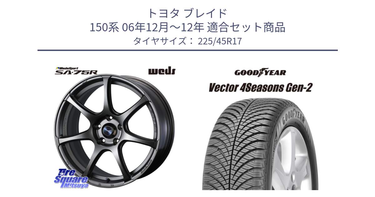 トヨタ ブレイド 150系 06年12月～12年 用セット商品です。74001 ウェッズ スポーツ SA75R SA-75R 17インチ と 22年製 XL AO Vector 4Seasons Gen-2 アウディ承認 オールシーズン 並行 225/45R17 の組合せ商品です。