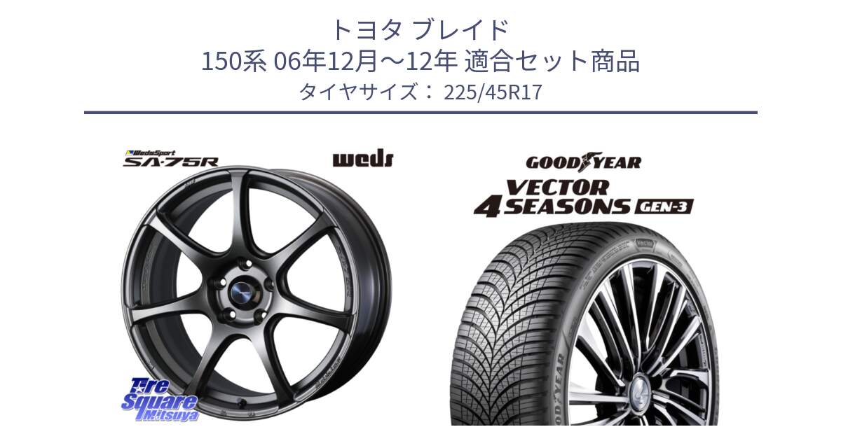 トヨタ ブレイド 150系 06年12月～12年 用セット商品です。74001 ウェッズ スポーツ SA75R SA-75R 17インチ と 23年製 XL Vector 4Seasons Gen-3 オールシーズン 並行 225/45R17 の組合せ商品です。