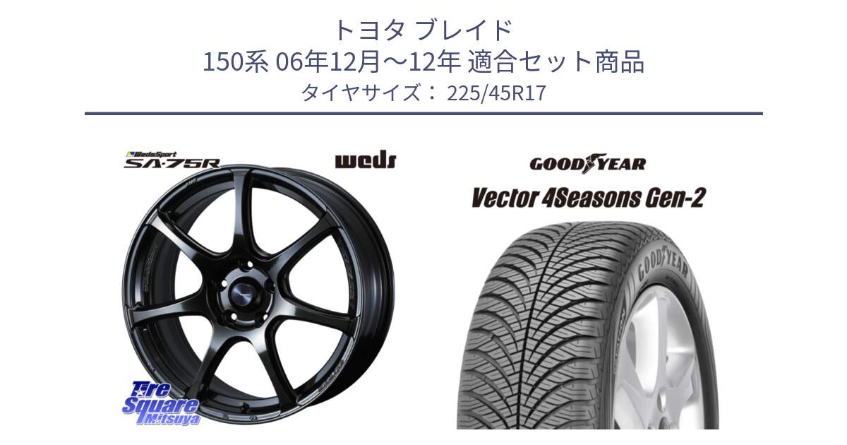 トヨタ ブレイド 150系 06年12月～12年 用セット商品です。74022 ウェッズ スポーツ SA75R SA-75R 17インチ と 22年製 XL AO Vector 4Seasons Gen-2 アウディ承認 オールシーズン 並行 225/45R17 の組合せ商品です。