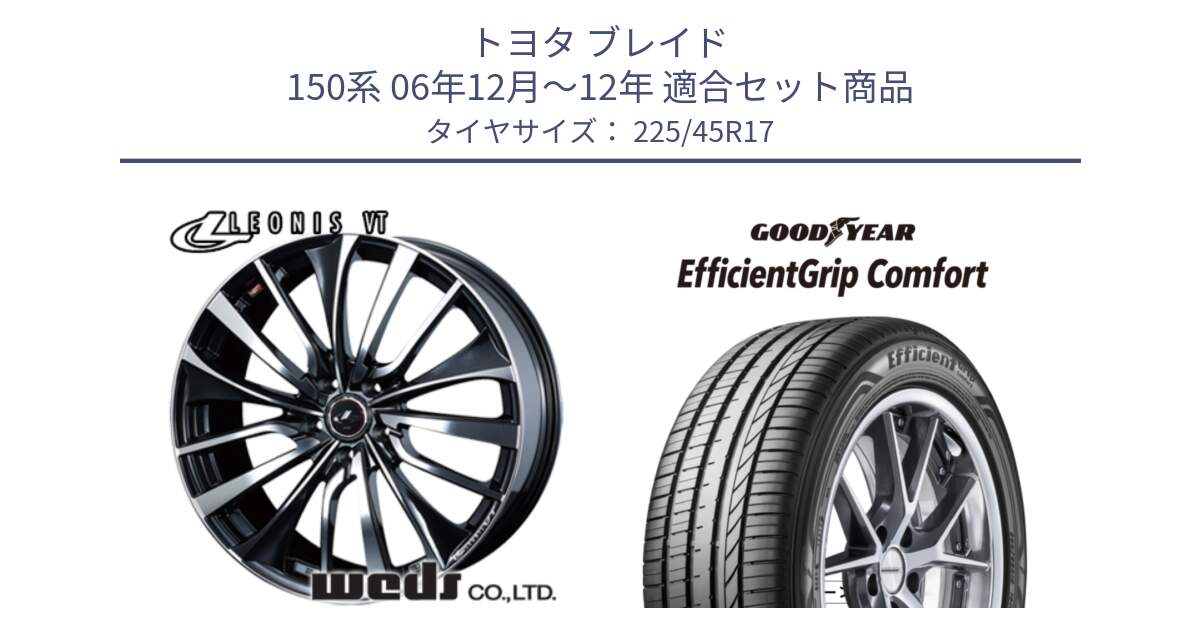 トヨタ ブレイド 150系 06年12月～12年 用セット商品です。36349 レオニス VT ウェッズ Leonis ホイール 17インチ と EffcientGrip Comfort サマータイヤ 225/45R17 の組合せ商品です。