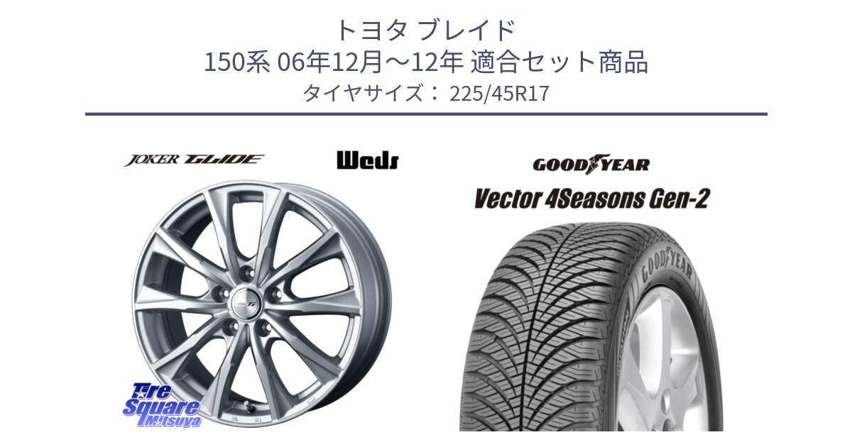 トヨタ ブレイド 150系 06年12月～12年 用セット商品です。JOKER GLIDE ホイール 4本 17インチ と 22年製 XL AO Vector 4Seasons Gen-2 アウディ承認 オールシーズン 並行 225/45R17 の組合せ商品です。