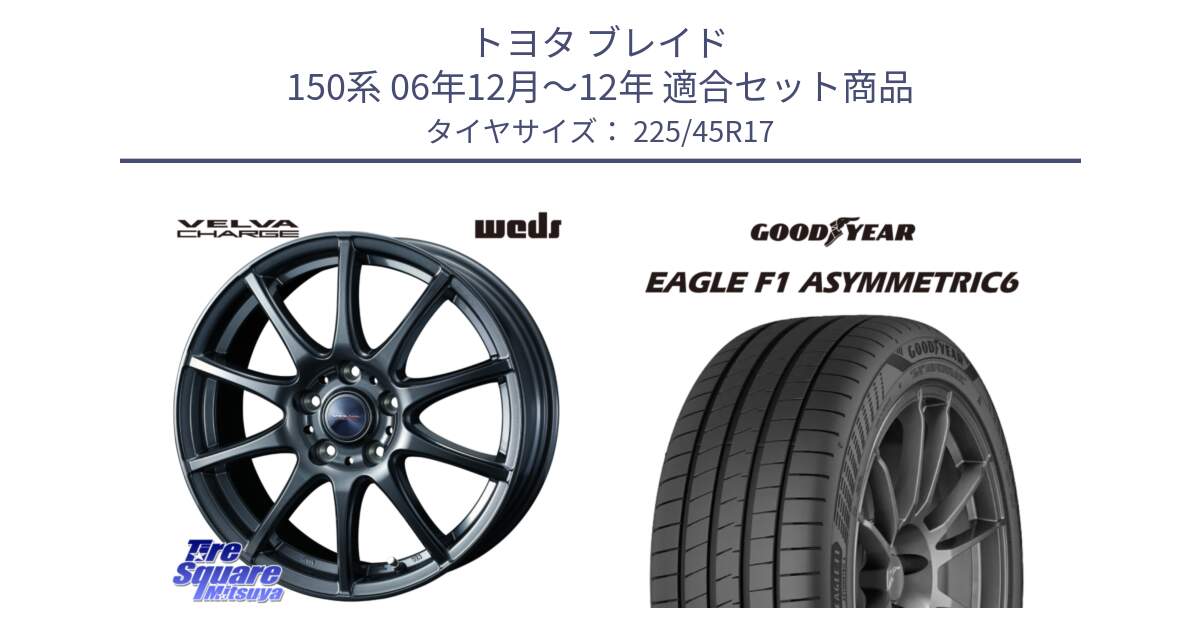 トヨタ ブレイド 150系 06年12月～12年 用セット商品です。ウェッズ ヴェルヴァチャージ ホイール と 23年製 XL EAGLE F1 ASYMMETRIC 6 並行 225/45R17 の組合せ商品です。