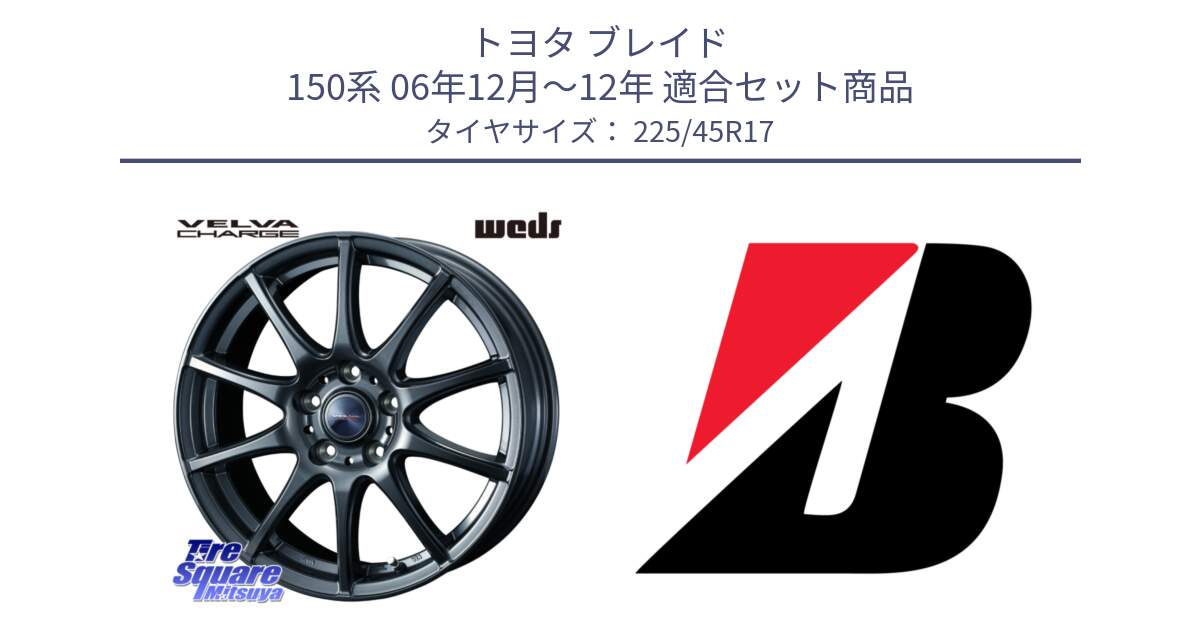 トヨタ ブレイド 150系 06年12月～12年 用セット商品です。ウェッズ ヴェルヴァチャージ ホイール と 23年製 XL TURANZA ALL SEASON 6 ENLITEN オールシーズン 並行 225/45R17 の組合せ商品です。