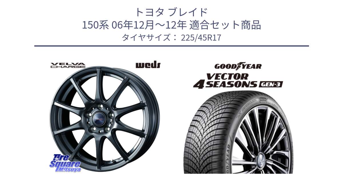 トヨタ ブレイド 150系 06年12月～12年 用セット商品です。ウェッズ ヴェルヴァチャージ ホイール と 23年製 XL Vector 4Seasons Gen-3 オールシーズン 並行 225/45R17 の組合せ商品です。