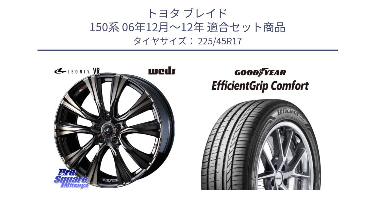 トヨタ ブレイド 150系 06年12月～12年 用セット商品です。41249 LEONIS VR ウェッズ レオニス ホイール 17インチ と EffcientGrip Comfort サマータイヤ 225/45R17 の組合せ商品です。