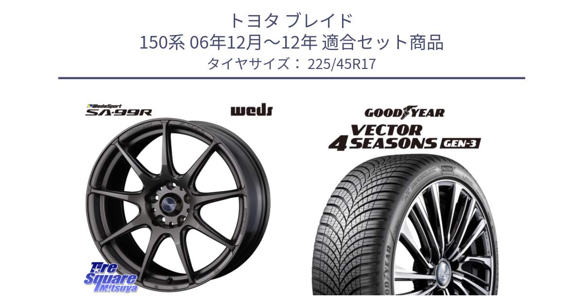 トヨタ ブレイド 150系 06年12月～12年 用セット商品です。ウェッズ スポーツ SA99R SA-99R 17インチ と 23年製 XL Vector 4Seasons Gen-3 オールシーズン 並行 225/45R17 の組合せ商品です。