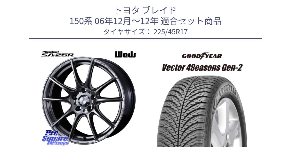 トヨタ ブレイド 150系 06年12月～12年 用セット商品です。SA-25R PSB ウェッズ スポーツ ホイール  17インチ と 22年製 XL AO Vector 4Seasons Gen-2 アウディ承認 オールシーズン 並行 225/45R17 の組合せ商品です。