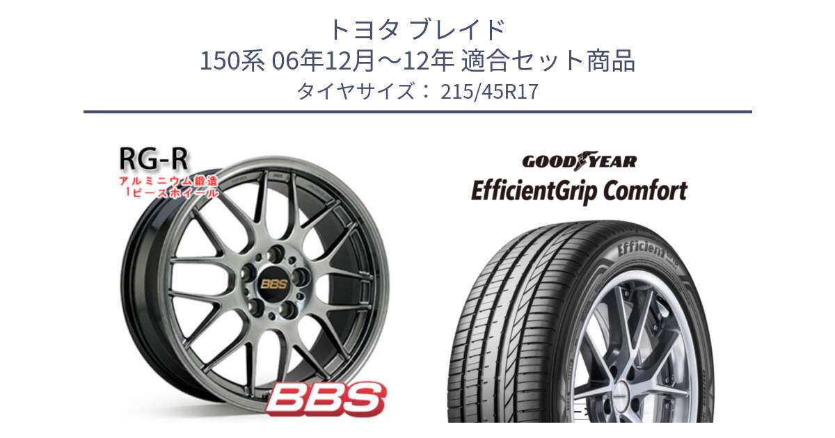 トヨタ ブレイド 150系 06年12月～12年 用セット商品です。RG-R 鍛造1ピース ホイール 17インチ と EffcientGrip Comfort サマータイヤ 215/45R17 の組合せ商品です。