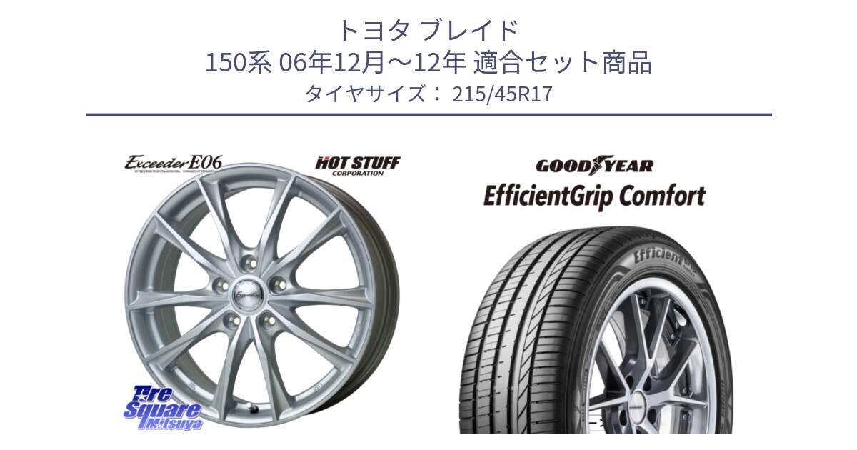 トヨタ ブレイド 150系 06年12月～12年 用セット商品です。エクシーダー E06 ホイール 17インチ と EffcientGrip Comfort サマータイヤ 215/45R17 の組合せ商品です。