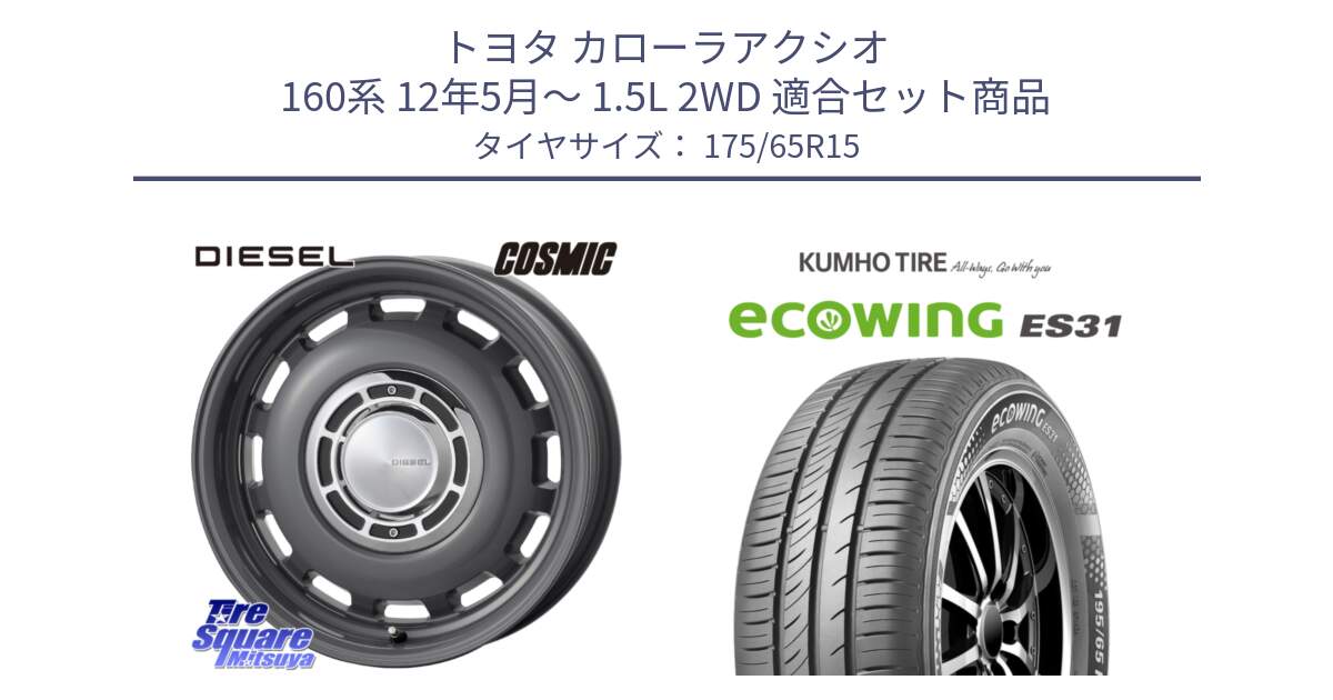 トヨタ カローラアクシオ 160系 12年5月～ 1.5L 2WD 用セット商品です。クロスブラッド DIESEL ディーゼル ホイール 15インチ と ecoWING ES31 エコウィング サマータイヤ 175/65R15 の組合せ商品です。