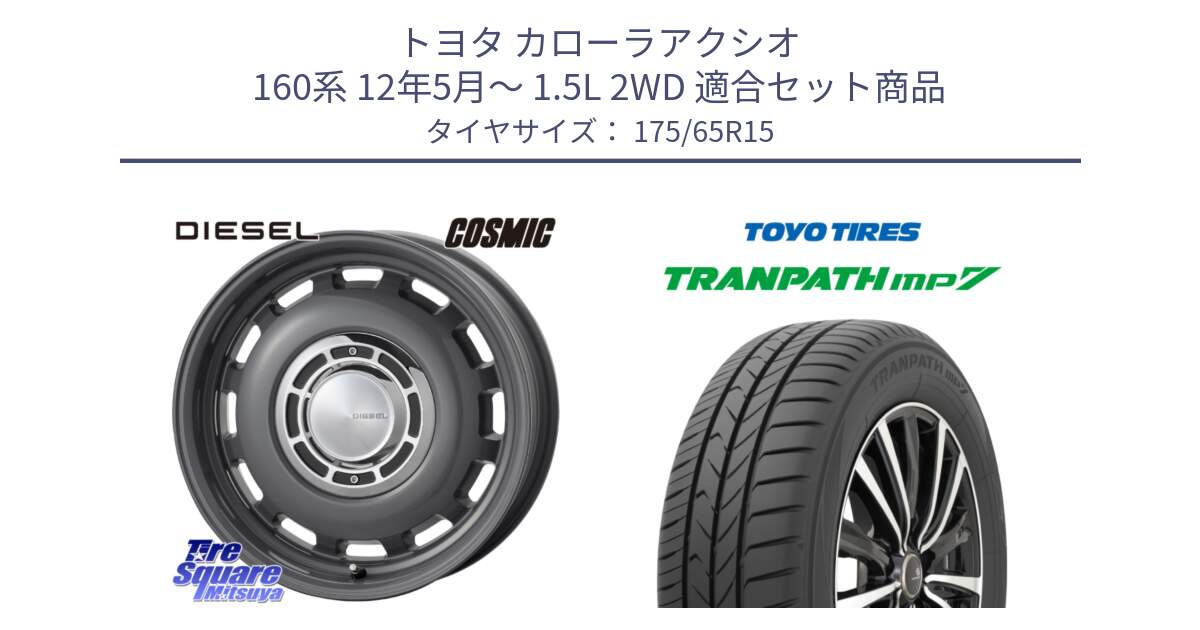 トヨタ カローラアクシオ 160系 12年5月～ 1.5L 2WD 用セット商品です。クロスブラッド DIESEL ディーゼル ホイール 15インチ と トーヨー トランパス MP7 ミニバン 在庫 TRANPATH サマータイヤ 175/65R15 の組合せ商品です。