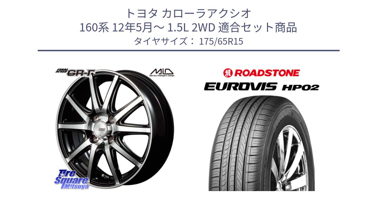 トヨタ カローラアクシオ 160系 12年5月～ 1.5L 2WD 用セット商品です。MID FINAL SPEED GR ガンマ ホイール と ロードストーン EUROVIS HP02 サマータイヤ 175/65R15 の組合せ商品です。