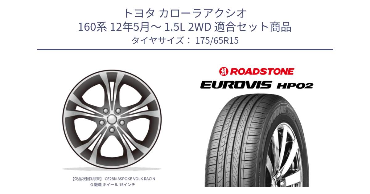 トヨタ カローラアクシオ 160系 12年5月～ 1.5L 2WD 用セット商品です。【欠品次回3月末】 CE28N 8SPOKE VOLK RACING 鍛造 ホイール 15インチ と ロードストーン EUROVIS HP02 サマータイヤ 175/65R15 の組合せ商品です。