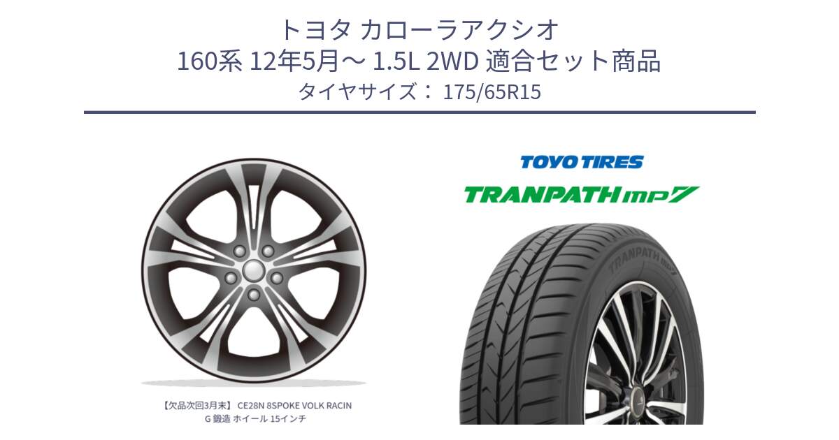 トヨタ カローラアクシオ 160系 12年5月～ 1.5L 2WD 用セット商品です。【欠品次回3月末】 CE28N 8SPOKE VOLK RACING 鍛造 ホイール 15インチ と トーヨー トランパス MP7 ミニバン 在庫 TRANPATH サマータイヤ 175/65R15 の組合せ商品です。