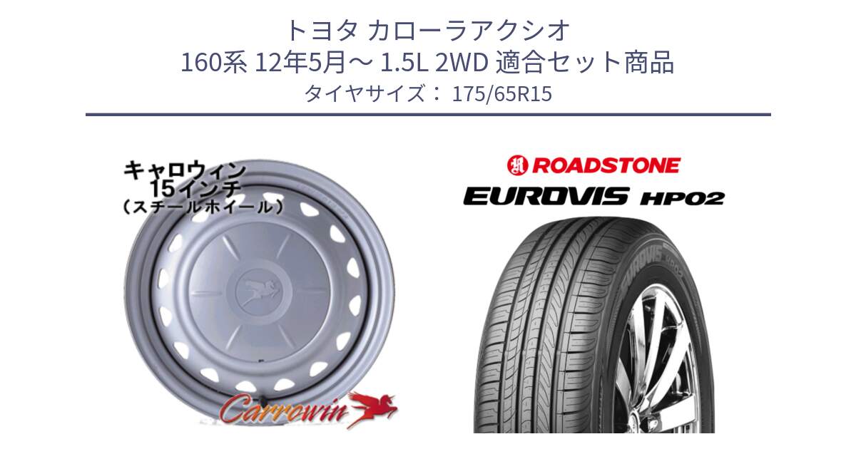 トヨタ カローラアクシオ 160系 12年5月～ 1.5L 2WD 用セット商品です。キャロウィン PS-603 スチールホイール  15インチ と ロードストーン EUROVIS HP02 サマータイヤ 175/65R15 の組合せ商品です。