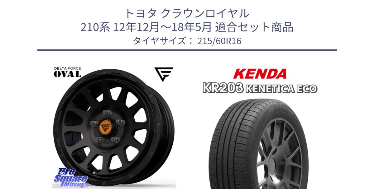 トヨタ クラウンロイヤル 210系 12年12月～18年5月 用セット商品です。デルタフォース オーバル BK 16インチ ホイール と ケンダ KENETICA ECO KR203 サマータイヤ 215/60R16 の組合せ商品です。