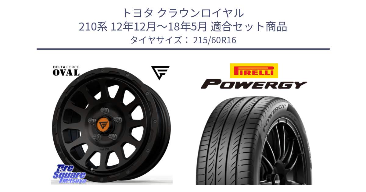 トヨタ クラウンロイヤル 210系 12年12月～18年5月 用セット商品です。デルタフォース オーバル BK 16インチ ホイール と POWERGY パワジー サマータイヤ  215/60R16 の組合せ商品です。