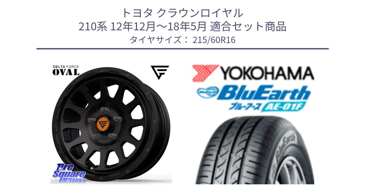 トヨタ クラウンロイヤル 210系 12年12月～18年5月 用セット商品です。デルタフォース オーバル BK 16インチ ホイール と F8332 ヨコハマ BluEarth AE01F 215/60R16 の組合せ商品です。