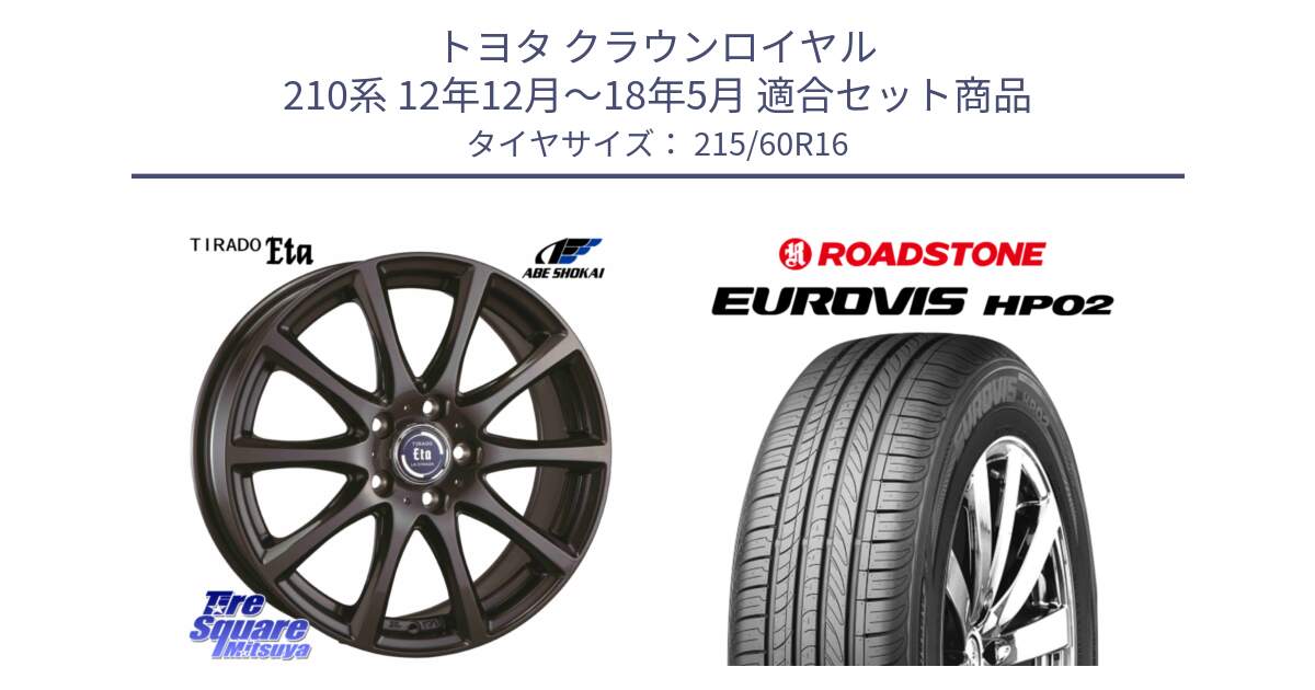 トヨタ クラウンロイヤル 210系 12年12月～18年5月 用セット商品です。ティラード イータ と ロードストーン EUROVIS HP02 サマータイヤ 215/60R16 の組合せ商品です。