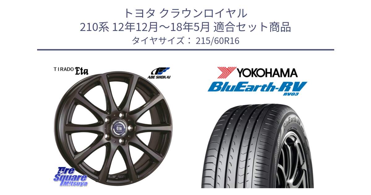 トヨタ クラウンロイヤル 210系 12年12月～18年5月 用セット商品です。ティラード イータ と ヨコハマ ブルーアース ミニバン RV03 215/60R16 の組合せ商品です。