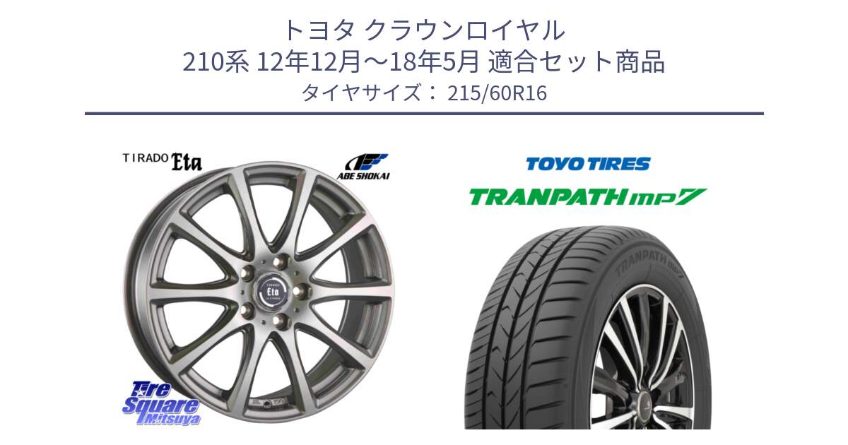 トヨタ クラウンロイヤル 210系 12年12月～18年5月 用セット商品です。ティラード イータ と トーヨー トランパス MP7 ミニバン TRANPATH サマータイヤ 215/60R16 の組合せ商品です。