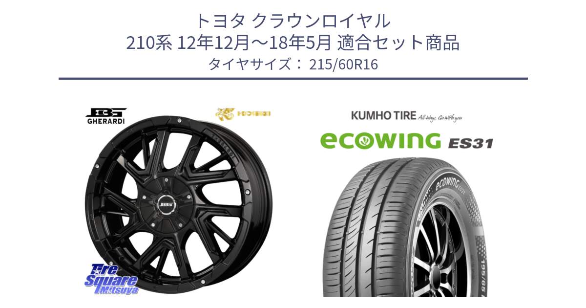 トヨタ クラウンロイヤル 210系 12年12月～18年5月 用セット商品です。ボトムガルシア ゲラルディ ホイール と ecoWING ES31 エコウィング サマータイヤ 215/60R16 の組合せ商品です。