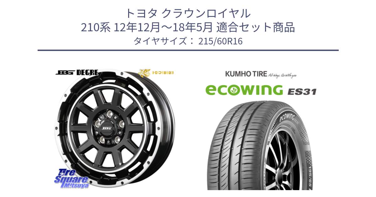 トヨタ クラウンロイヤル 210系 12年12月～18年5月 用セット商品です。ボトムガルシア ディグレ ホイール と ecoWING ES31 エコウィング サマータイヤ 215/60R16 の組合せ商品です。