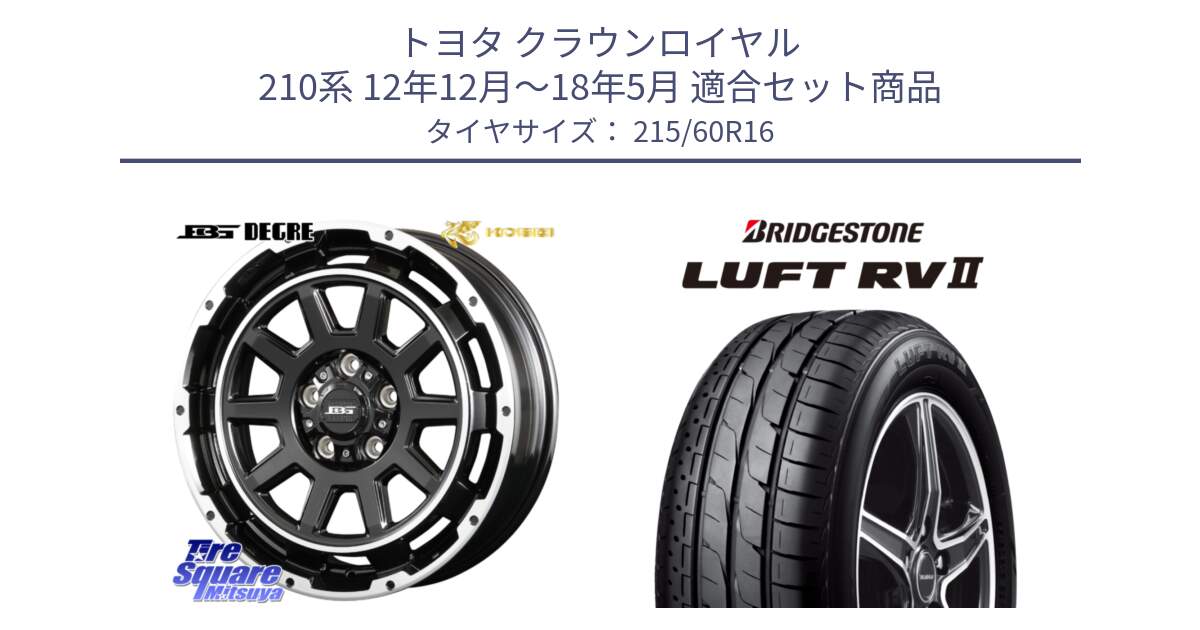 トヨタ クラウンロイヤル 210系 12年12月～18年5月 用セット商品です。ボトムガルシア ディグレ ホイール と LUFT RV2 ルフト サマータイヤ 215/60R16 の組合せ商品です。