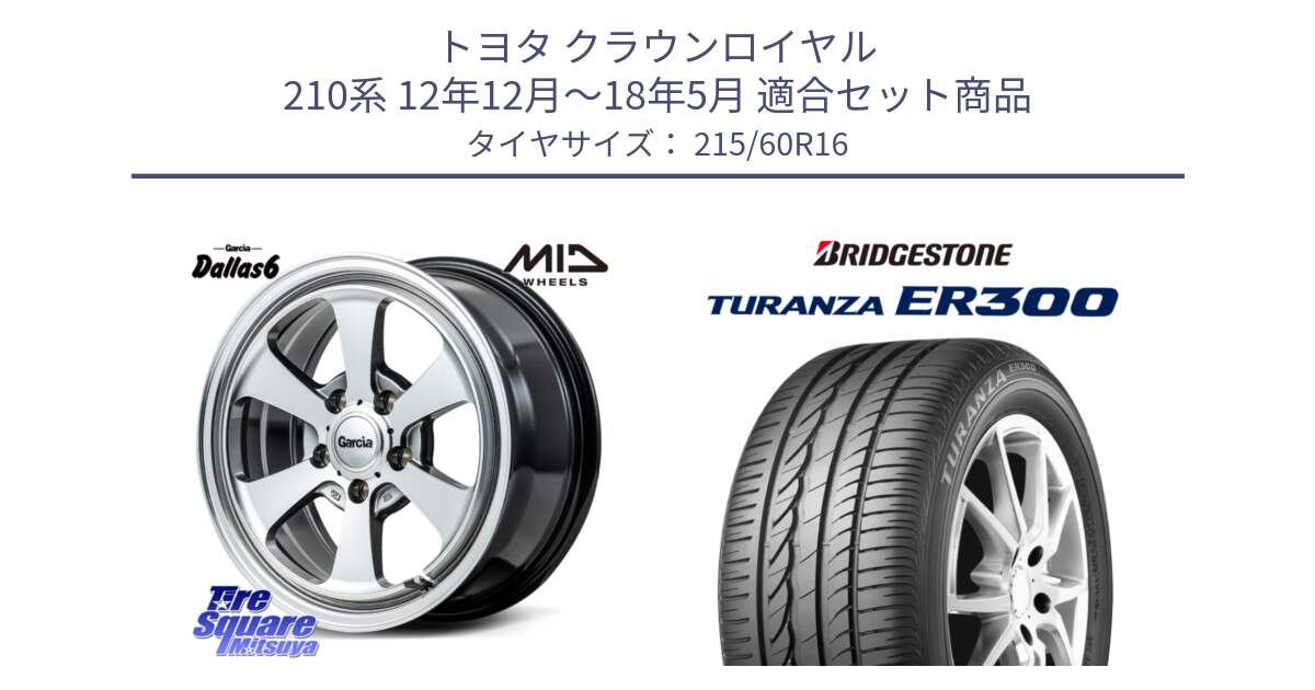 トヨタ クラウンロイヤル 210系 12年12月～18年5月 用セット商品です。MID Garcia Dallas6 ホイール 16インチ と TURANZA ER300  新車装着 215/60R16 の組合せ商品です。