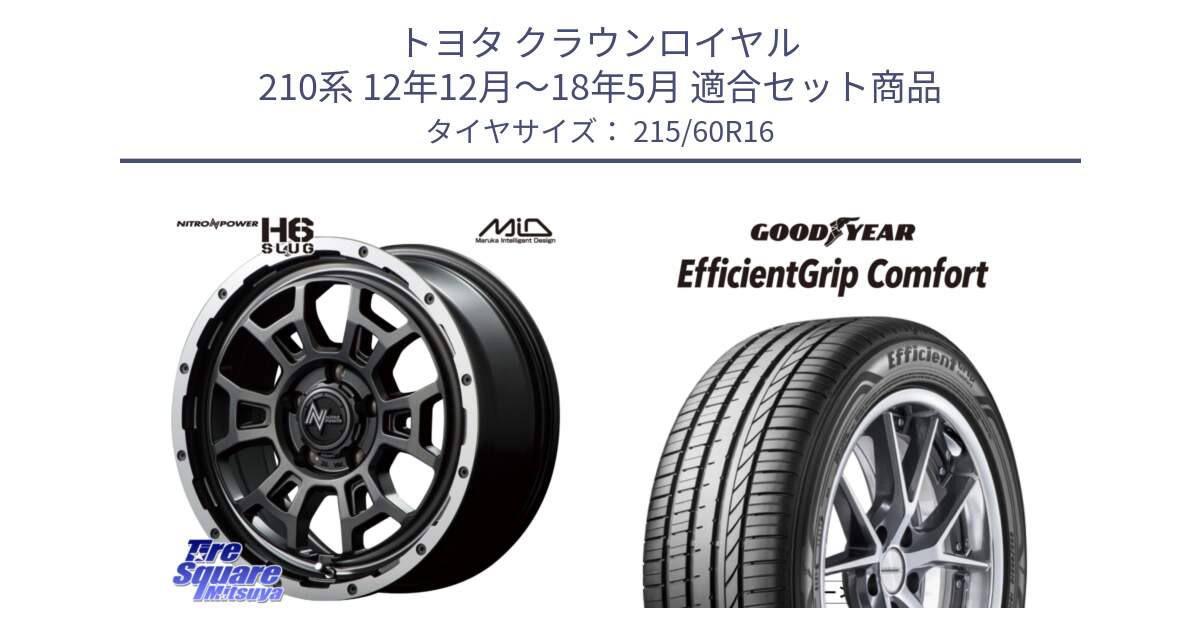 トヨタ クラウンロイヤル 210系 12年12月～18年5月 用セット商品です。MID ナイトロパワー スラッグ H6 SLUG 16インチ と EffcientGrip Comfort サマータイヤ 215/60R16 の組合せ商品です。