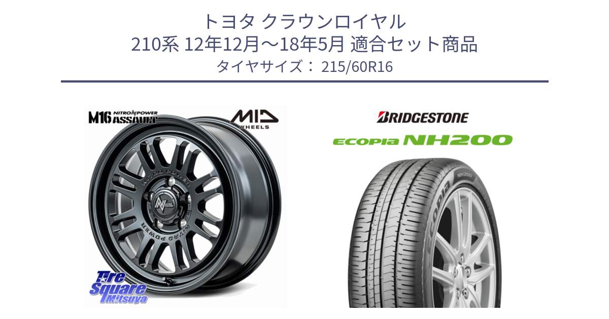 トヨタ クラウンロイヤル 210系 12年12月～18年5月 用セット商品です。NITRO POWER M16 ASSAULT ホイール 16インチ と ECOPIA NH200 エコピア サマータイヤ 215/60R16 の組合せ商品です。