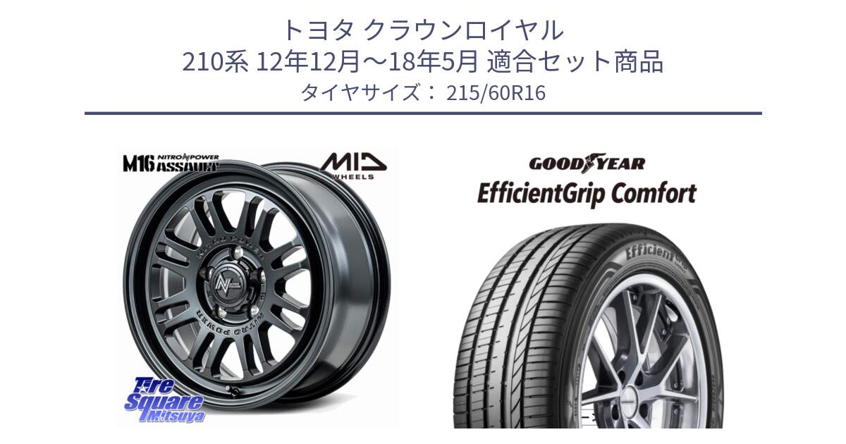 トヨタ クラウンロイヤル 210系 12年12月～18年5月 用セット商品です。NITRO POWER M16 ASSAULT ホイール 16インチ と EffcientGrip Comfort サマータイヤ 215/60R16 の組合せ商品です。