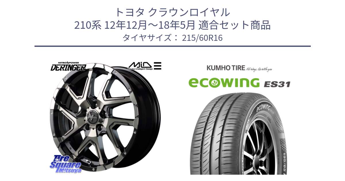 トヨタ クラウンロイヤル 210系 12年12月～18年5月 用セット商品です。MID ナイトロパワー  デリンジャー ホイール 16インチ と ecoWING ES31 エコウィング サマータイヤ 215/60R16 の組合せ商品です。