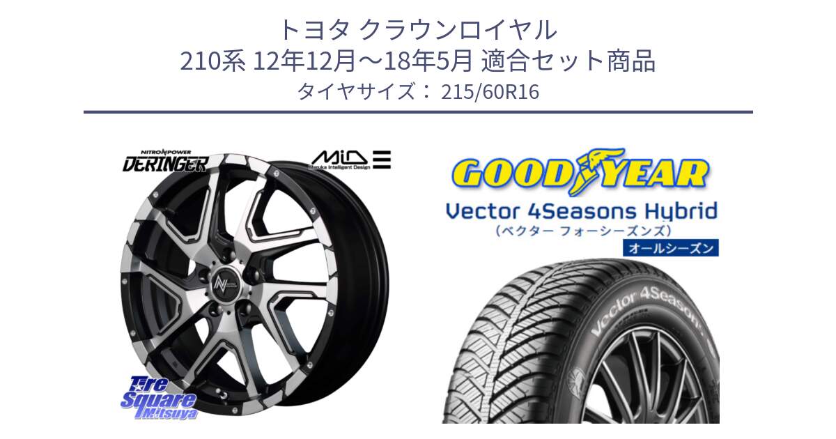 トヨタ クラウンロイヤル 210系 12年12月～18年5月 用セット商品です。MID ナイトロパワー  デリンジャー SBP ホイール 16インチ と ベクター Vector 4Seasons Hybrid オールシーズンタイヤ 215/60R16 の組合せ商品です。