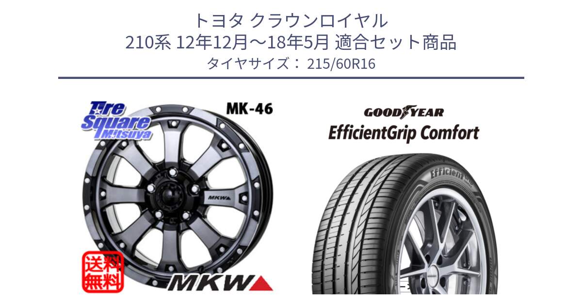 トヨタ クラウンロイヤル 210系 12年12月～18年5月 用セット商品です。MK-46 MK46 ダイヤカットグラファイトクリア ホイール 16インチ と EffcientGrip Comfort サマータイヤ 215/60R16 の組合せ商品です。