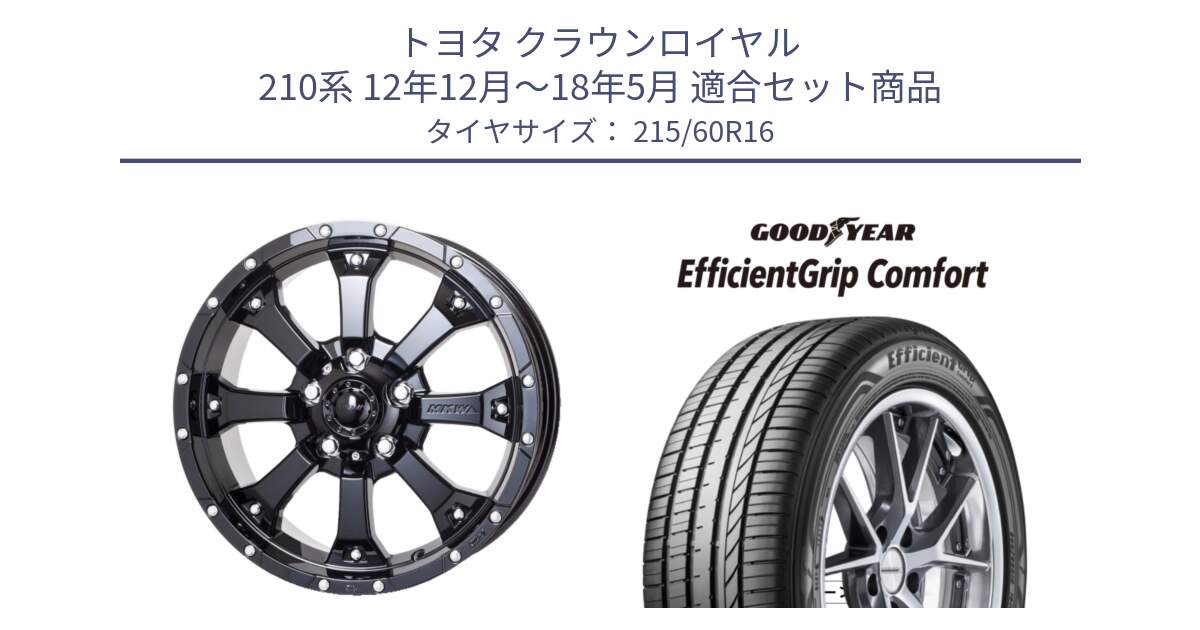 トヨタ クラウンロイヤル 210系 12年12月～18年5月 用セット商品です。MK-46 MK46 グロスブラック 5H 在庫● ホイール 16インチ と EffcientGrip Comfort サマータイヤ 215/60R16 の組合せ商品です。