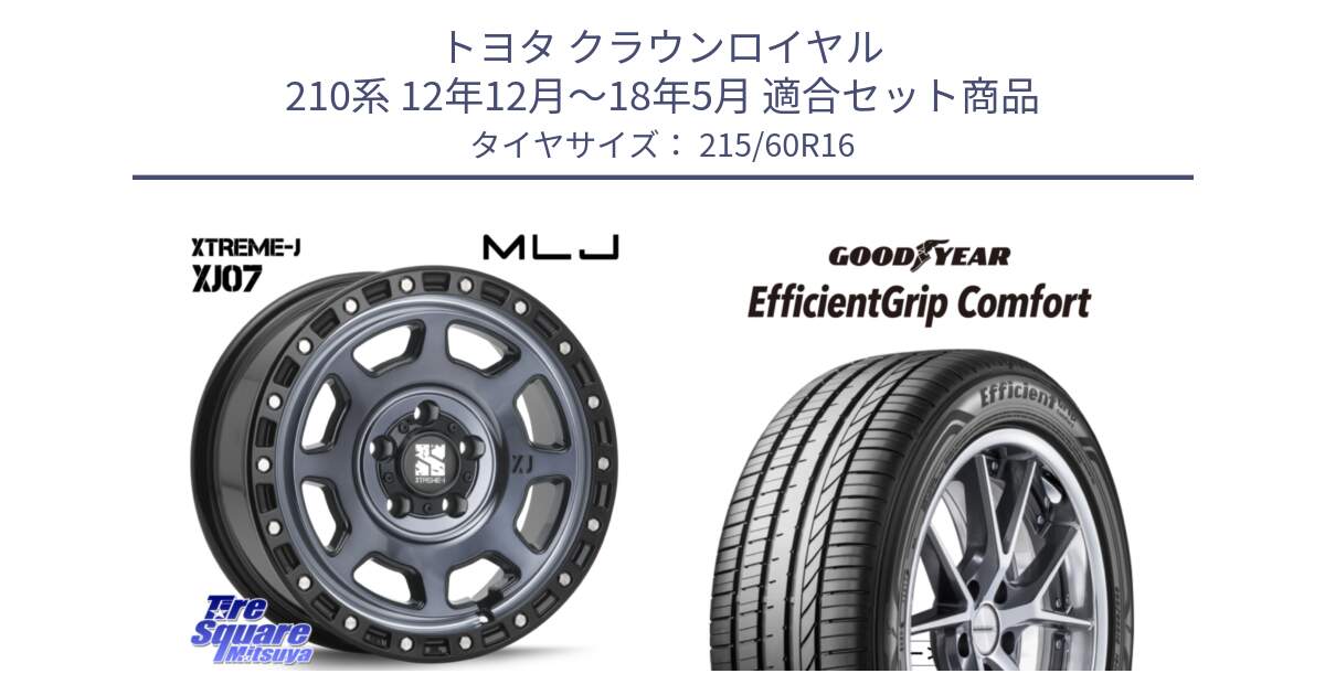 トヨタ クラウンロイヤル 210系 12年12月～18年5月 用セット商品です。XJ07 XTREME-J 5H IND エクストリームJ 16インチ と EffcientGrip Comfort サマータイヤ 215/60R16 の組合せ商品です。