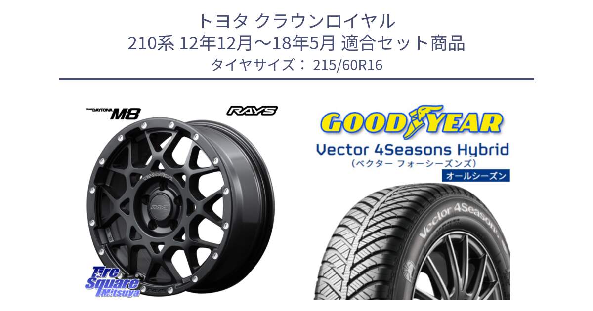 トヨタ クラウンロイヤル 210系 12年12月～18年5月 用セット商品です。【欠品次回1月末】 レイズ M8 デイトナ DAYTONA 16インチ と ベクター Vector 4Seasons Hybrid オールシーズンタイヤ 215/60R16 の組合せ商品です。